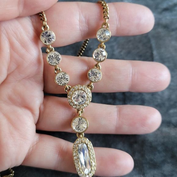 Givenchy Jewelry - Givenchy Y-Drop Necklace Gold Plate + Crystal EUC